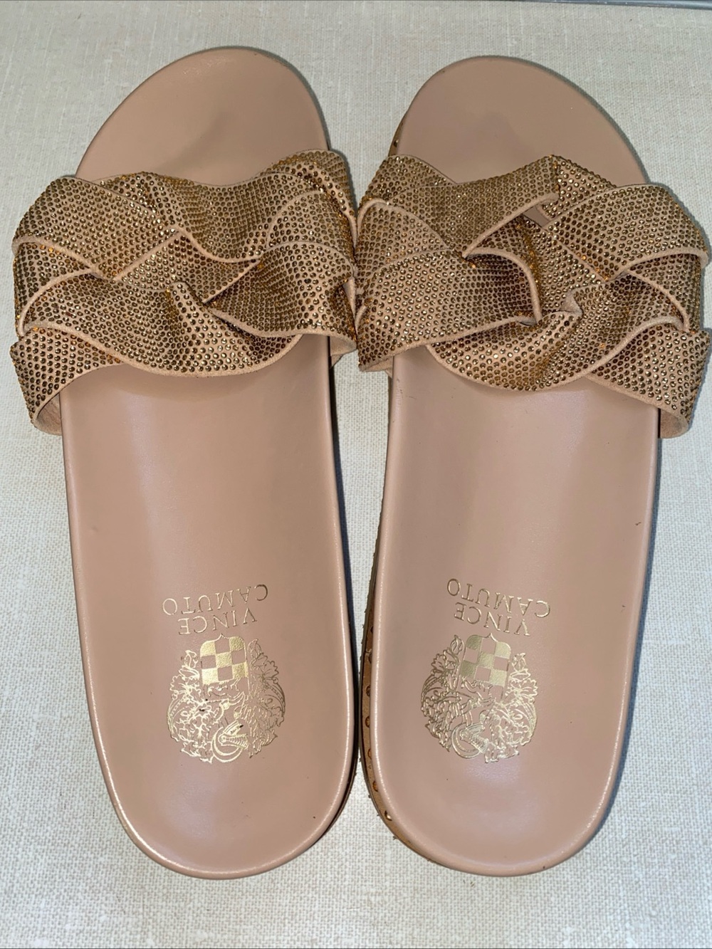 Vince Camuto Kevind Braid Slide Sandal w/Rhinestone Embellishment Women’s 9.5